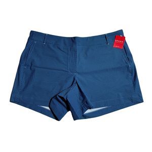 Spanx Sunshine Shorts 4” Pull On Stretch Size L Large Geo Scape Blue Print NWT